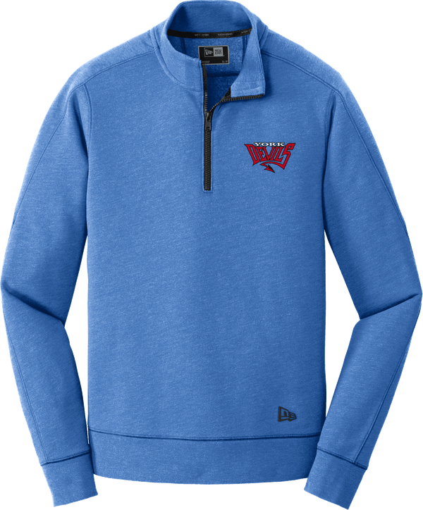 York Devils New Era Tri-Blend Fleece 1/4-Zip Pullover